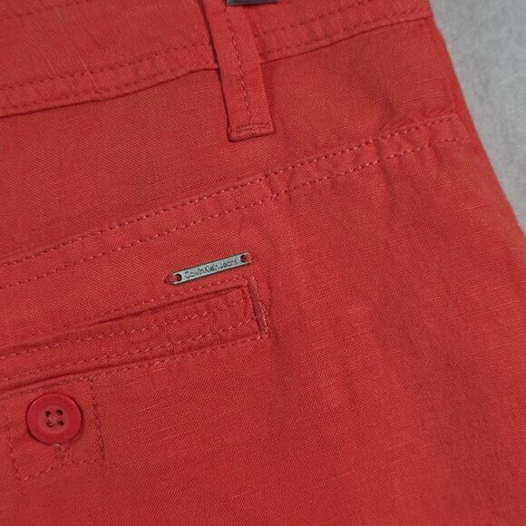 Calvin Klein Jeans Linen Blend Shorts Women's Size 12 Salmon Orange Color 5" ins - Picture 7 of 9